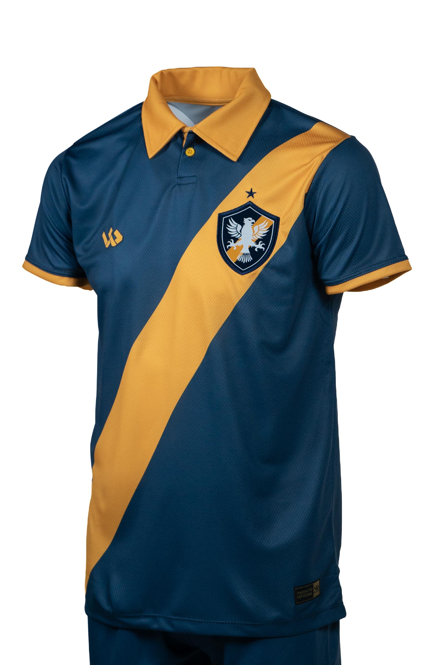 Camisa Retrô - Azul com Listra Amarela - 2023/24